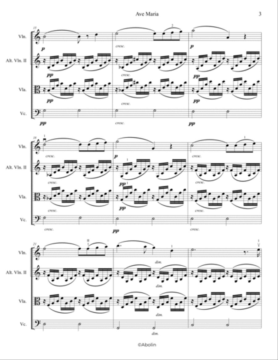 Bach/Gounod: Ave Maria - String Trio, or 2 Violins and Cello
