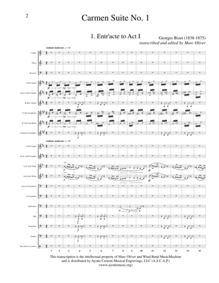 Book cover for Carmen Suite No. 1 transcribed for Concert Band