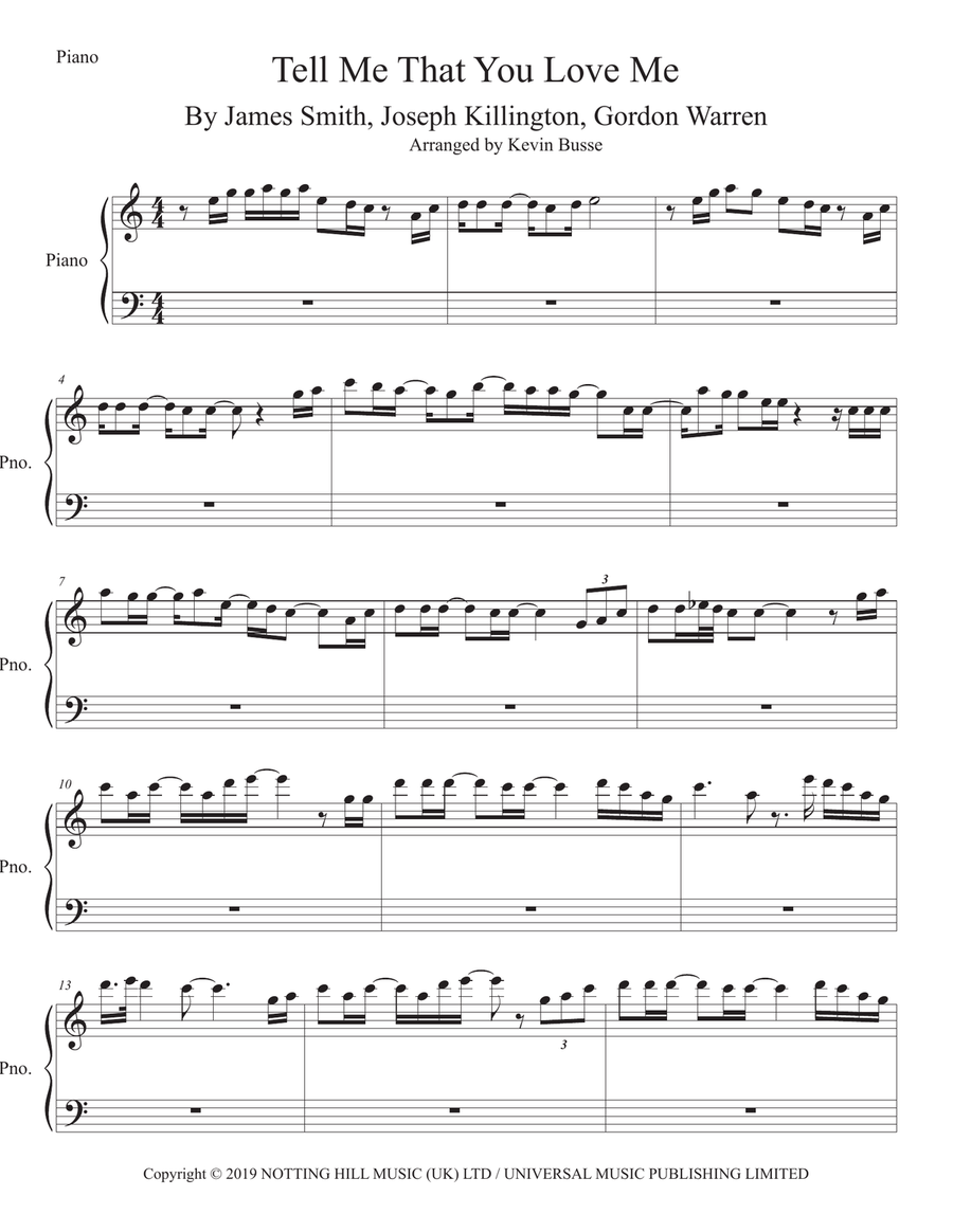 Tell Me That You Love Me Easy Piano scores gallery preview page 1