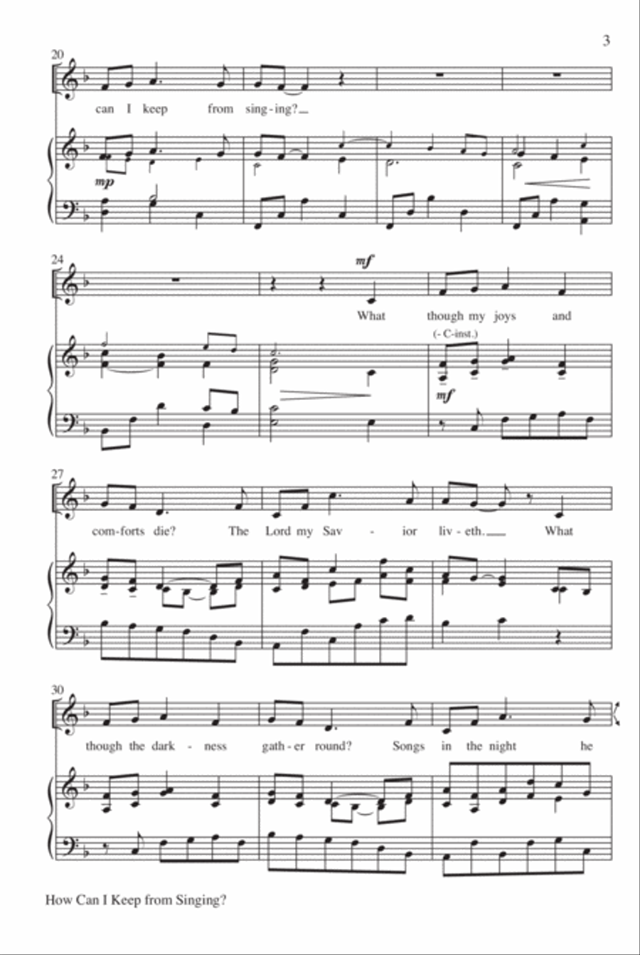 How Can I Keep from Singing? Unison Choir scores gallery preview page 4
