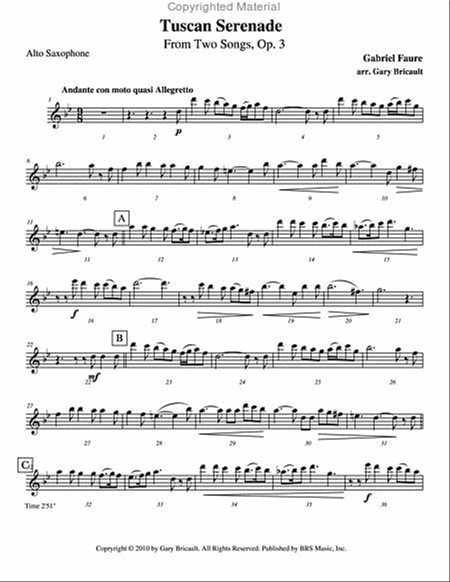Tuscan Serenade Alto Saxophone scores gallery preview page 2