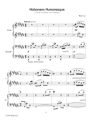 "Habanera Humoresque" for one piano four hands