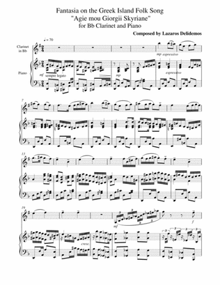 Fantasia for Clarinet and Piano on the Greek Island Folk Song "Agie mou Giorgii Skyriane"