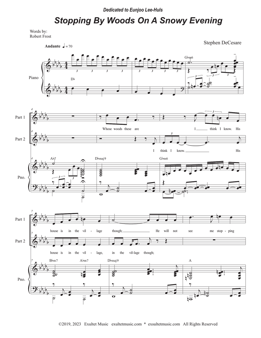 Stopping By Woods On A Snowy Evening (2-part choir) 2-Part scores gallery preview page 1
