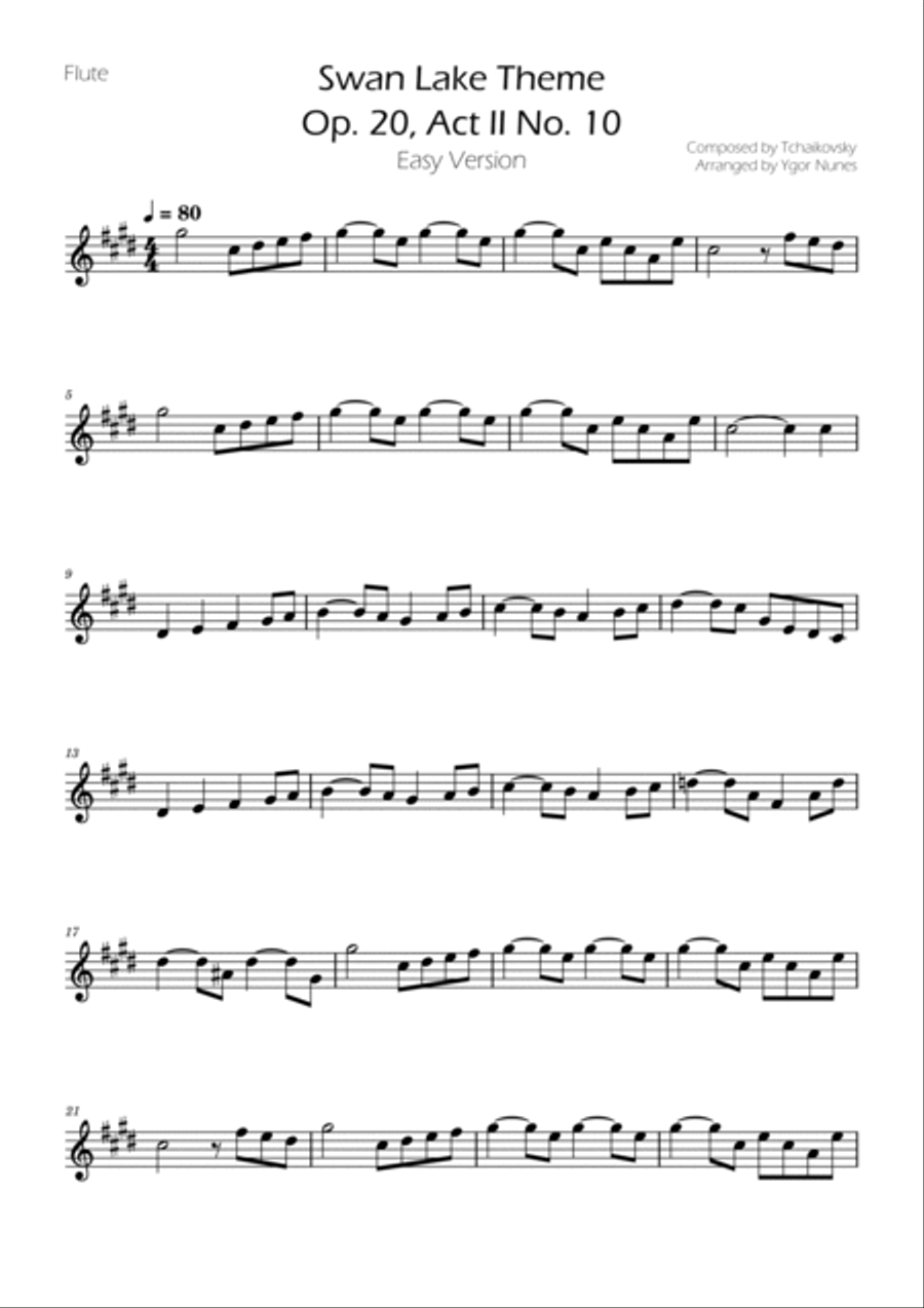 Swan Lake (theme) - Tchaikovsky - Flute and Clarinet Duet Woodwind Duet scores gallery preview page 4