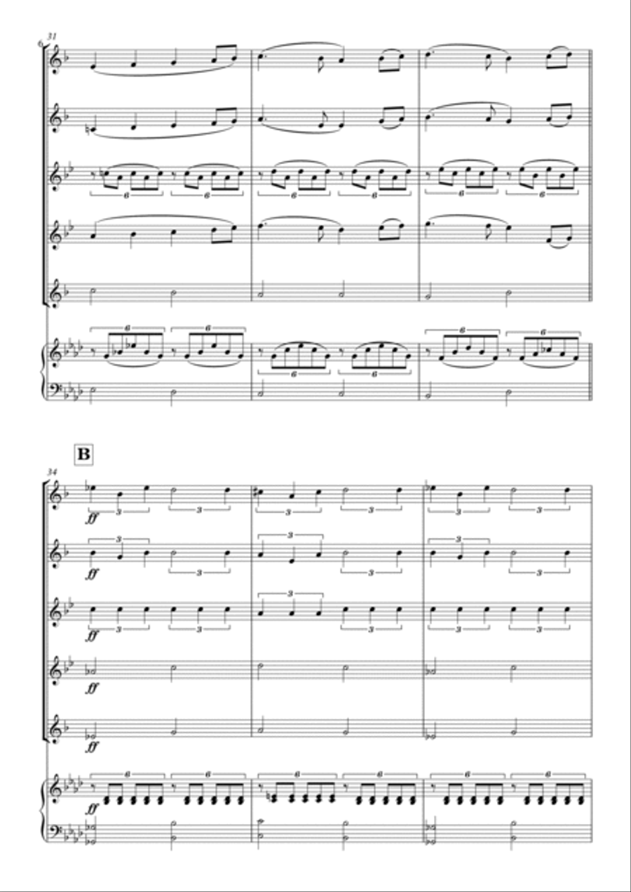 Swan Lake Saxophone Quintet scores gallery preview page 6