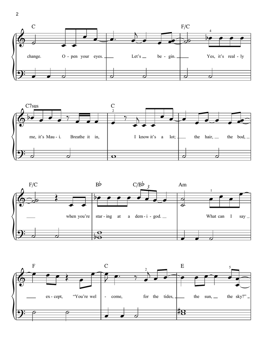 You're Welcome (from Moana) Easy Piano scores gallery preview page 2