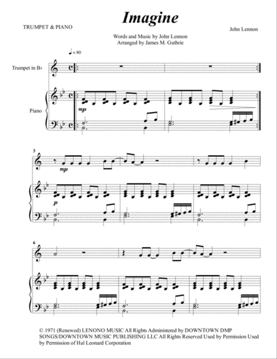 Imagine B-Flat Trumpet scores gallery preview page 1