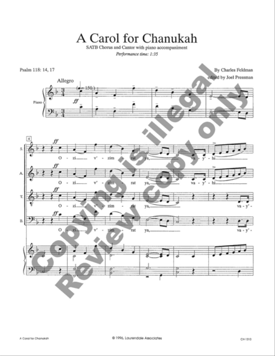 A Carol for Chanukah 4-Part scores gallery preview page 10
