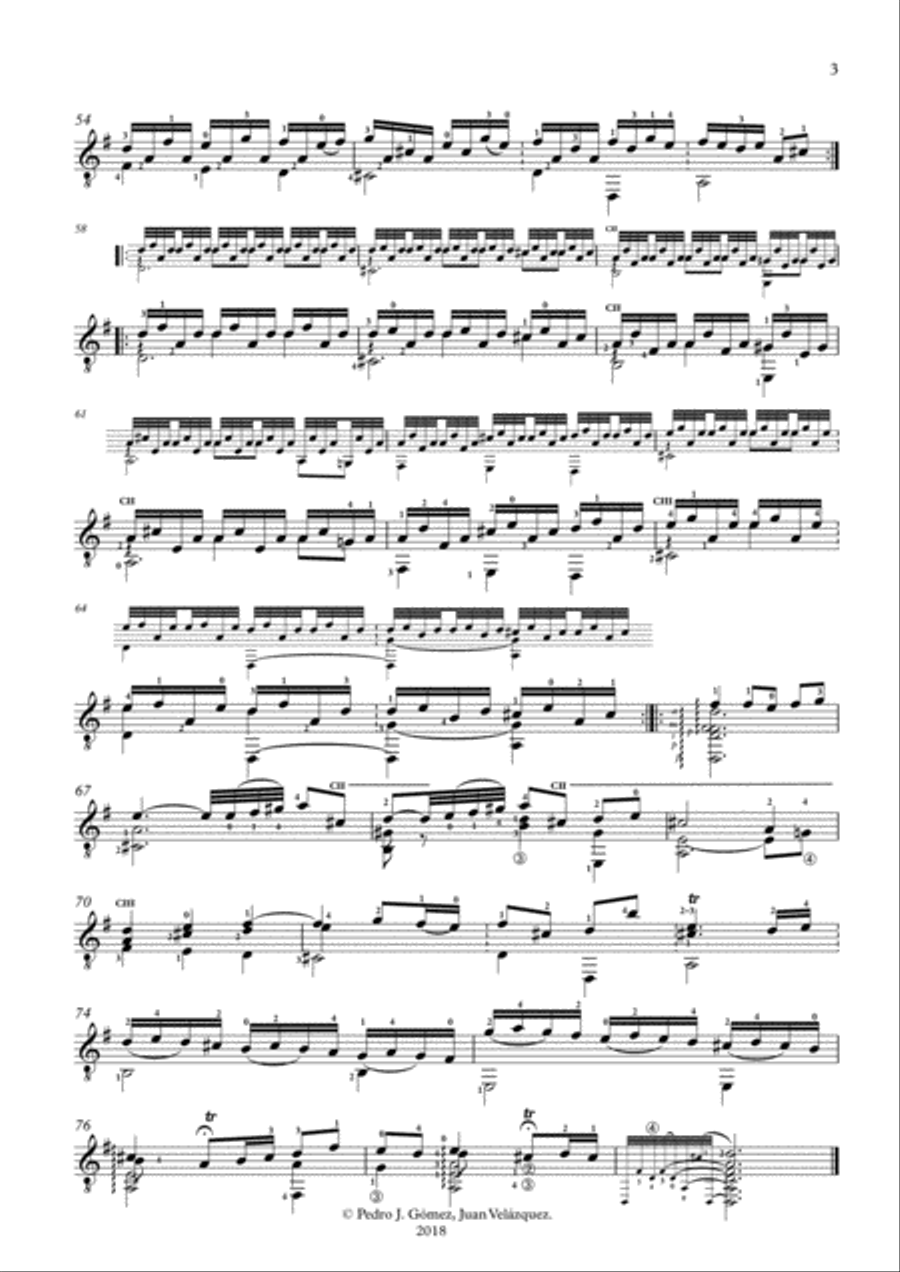 S.L. Weiss Ciacconne SW10 for guitar. Performance v. P. J. Gómez-J. Velázquez ed. Classical Guitar scores gallery preview page 3
