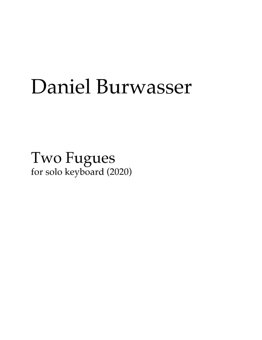 Two Fugues for solo keyboard Piano Solo scores gallery preview page 1