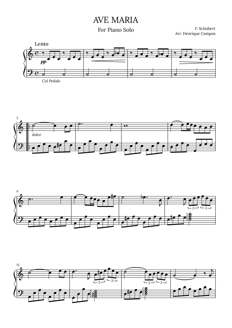 Ave Maria Piano Solo scores gallery preview page 1