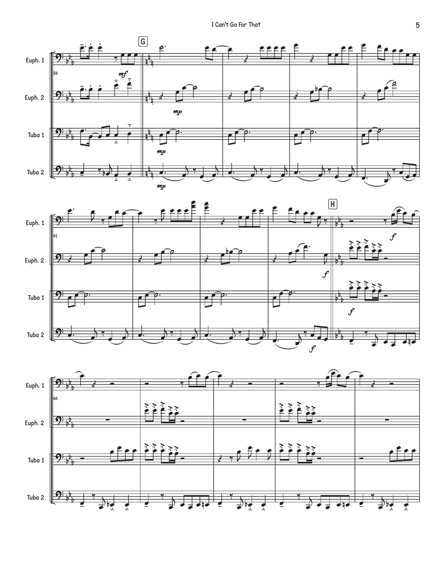 I Can't Go For That (No Can Do) Brass Quartet scores gallery preview page 5