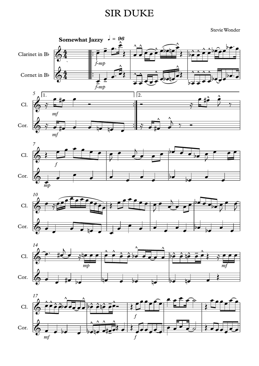 Sir Duke Brass Ensemble scores gallery preview page 1