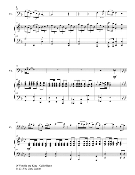 O WORSHIP THE KING (Duet – Cello and Piano/Score and Parts) image number null