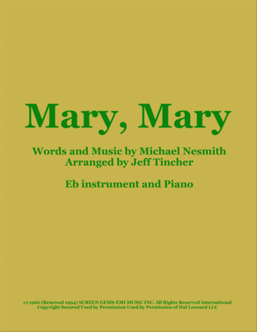 Mary, Mary Mary, Mary Piano scores gallery preview page 1