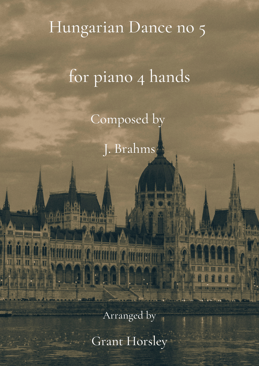 Brahms -Hungarian Dance No 5 - Piano 4 hands- Intermediate Piano Method scores gallery preview page 1