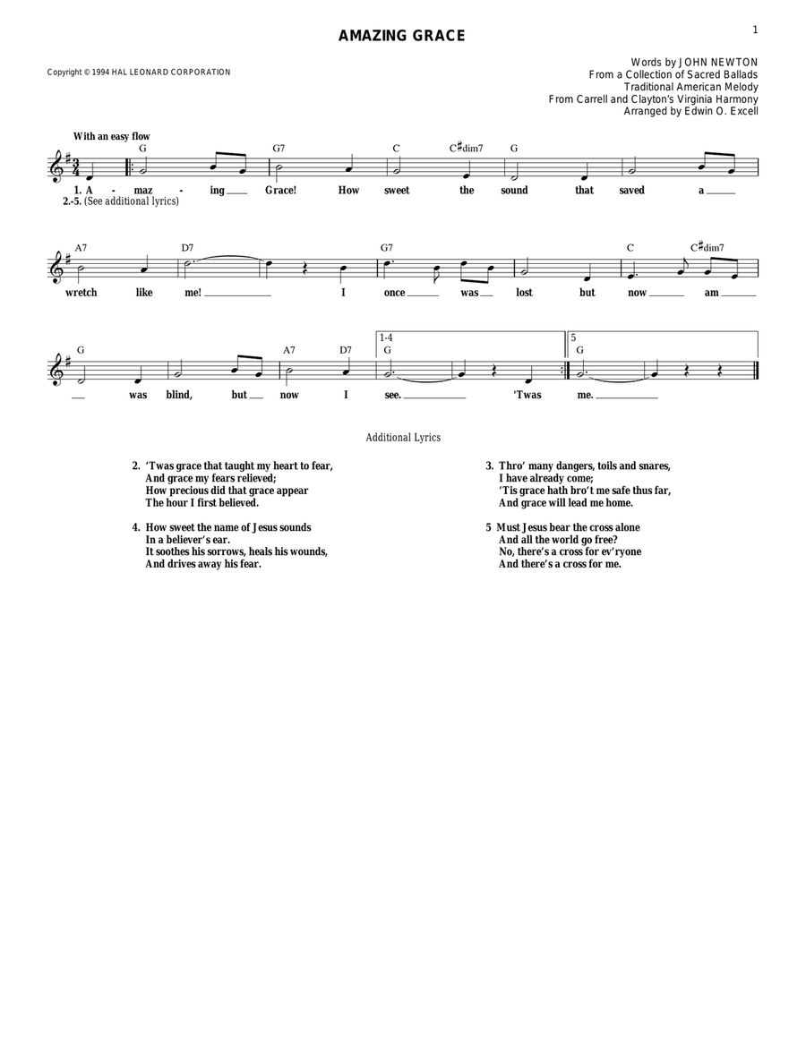 Amazing Grace Guitar scores gallery preview page 1