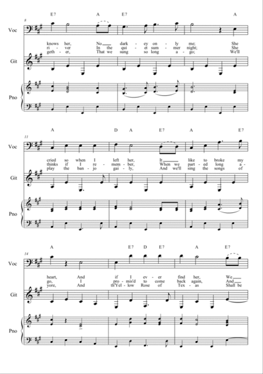 Yellow Rose of Texas Bass Voice scores gallery preview page 2