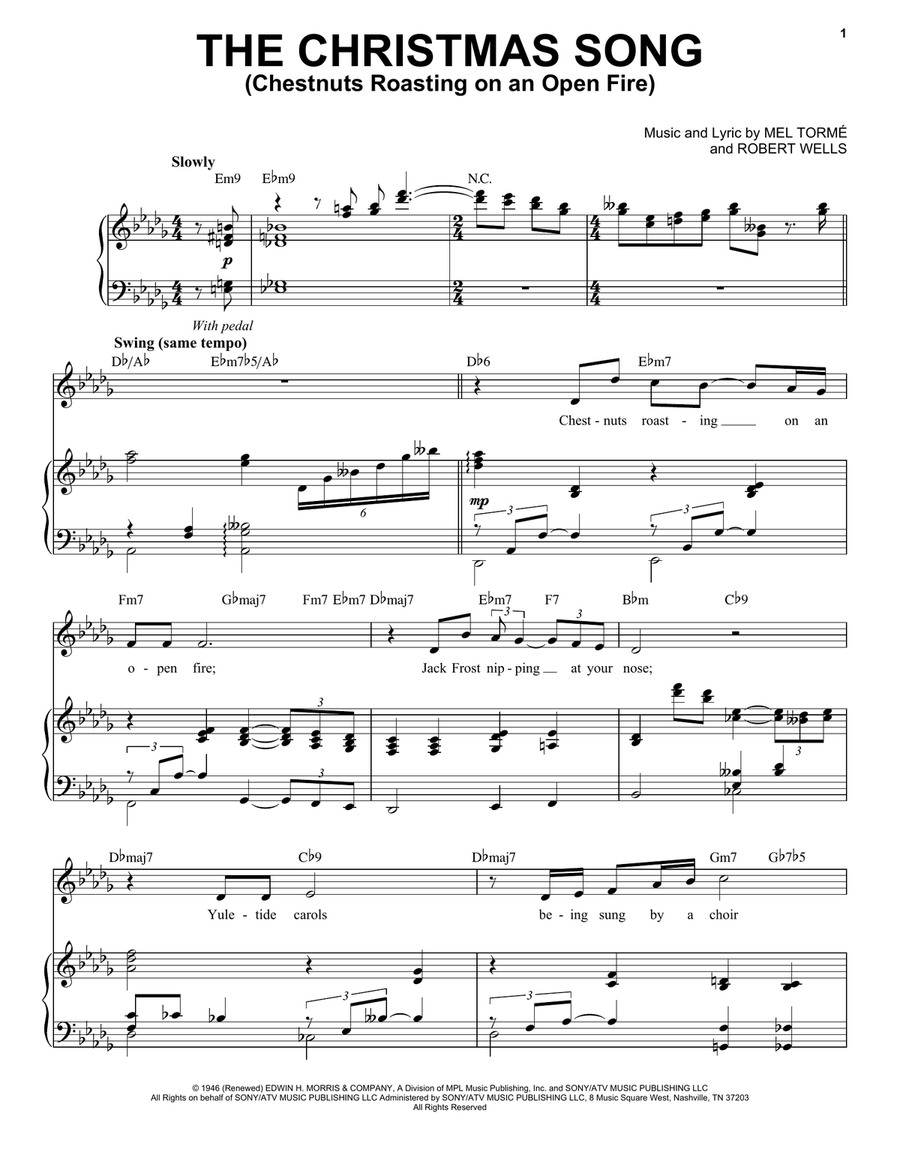 The Christmas Song (Chestnuts Roasting On An Open Fire) Piano, Vocal scores gallery preview page 1