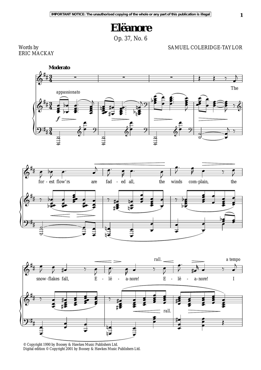 Eleanore, Op. 37, No. 6 Piano, Vocal scores gallery preview page 1
