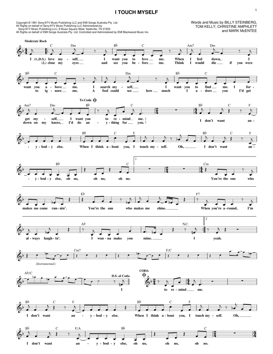 I Touch Myself Piano scores gallery preview page 1