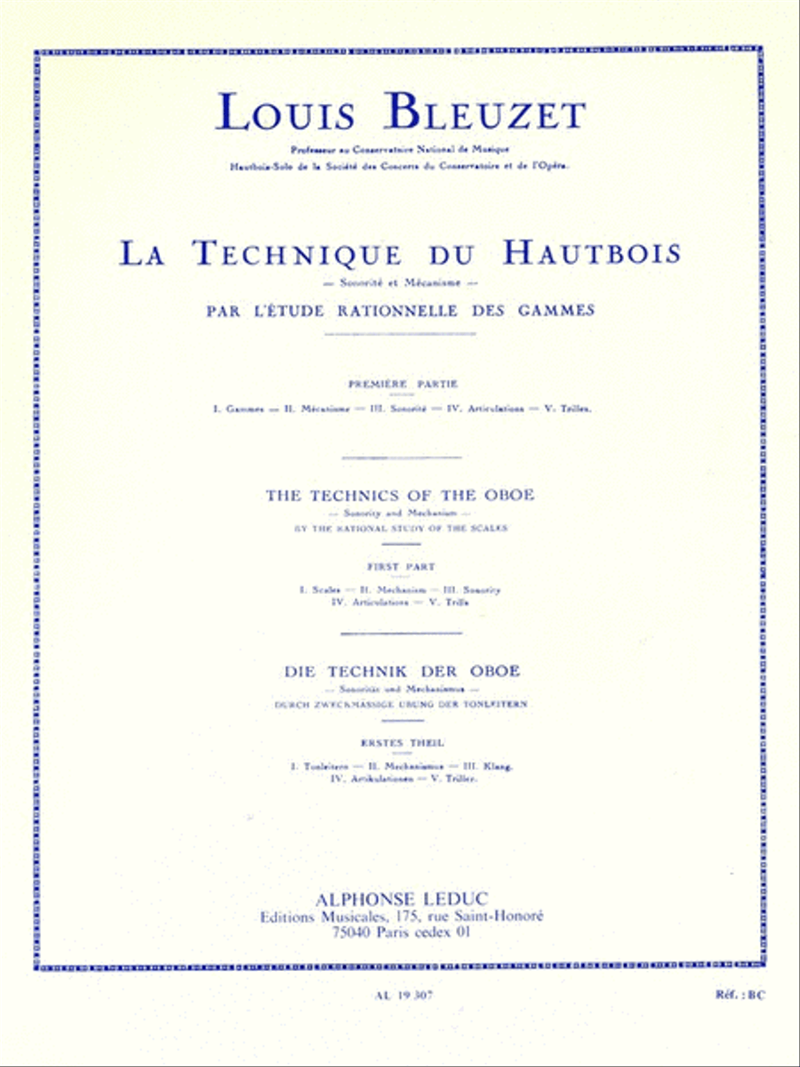 The Techniques of the Oboe, Sonority and Mechanism - First Part Oboe scores gallery preview page 1