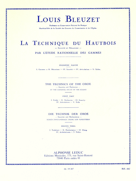 The Techniques of the Oboe, Sonority and Mechanism - First Part