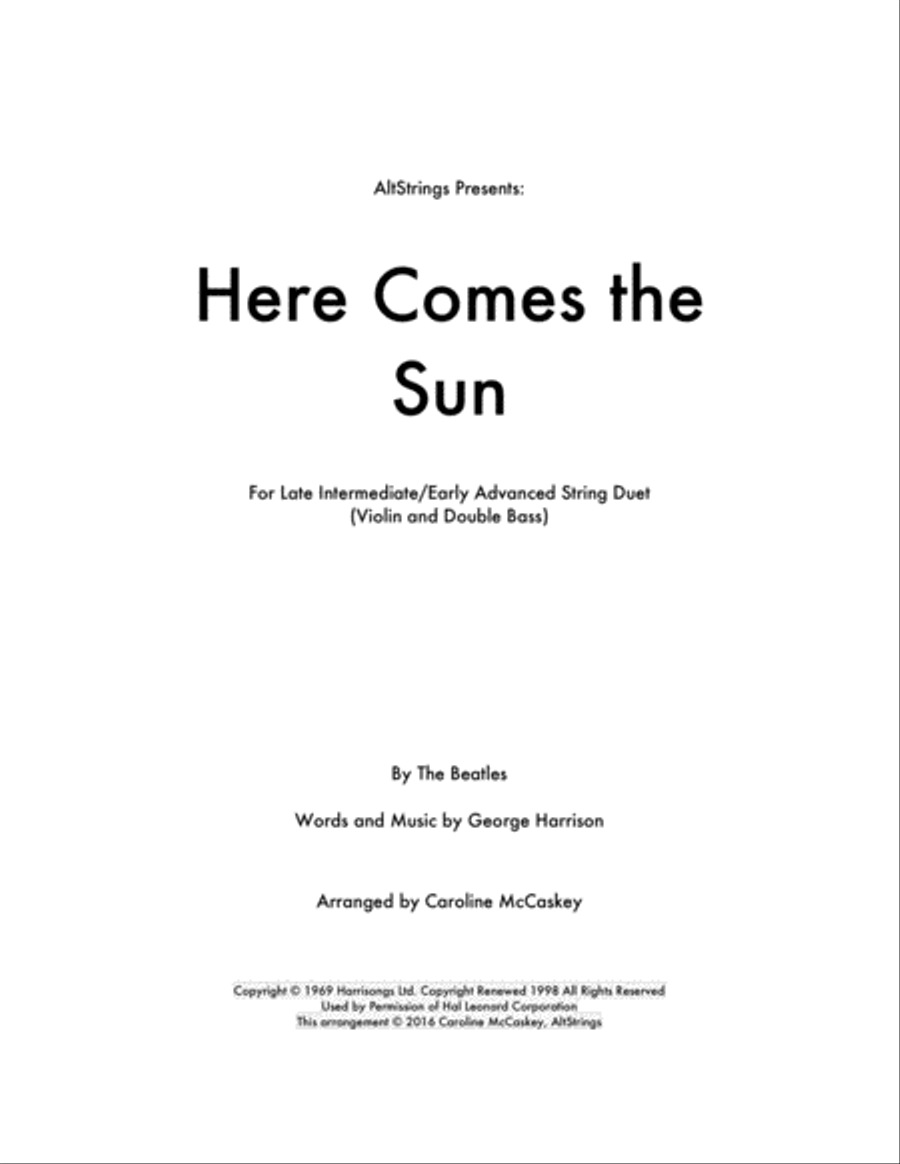 Here Comes The Sun String Duet scores gallery preview page 1