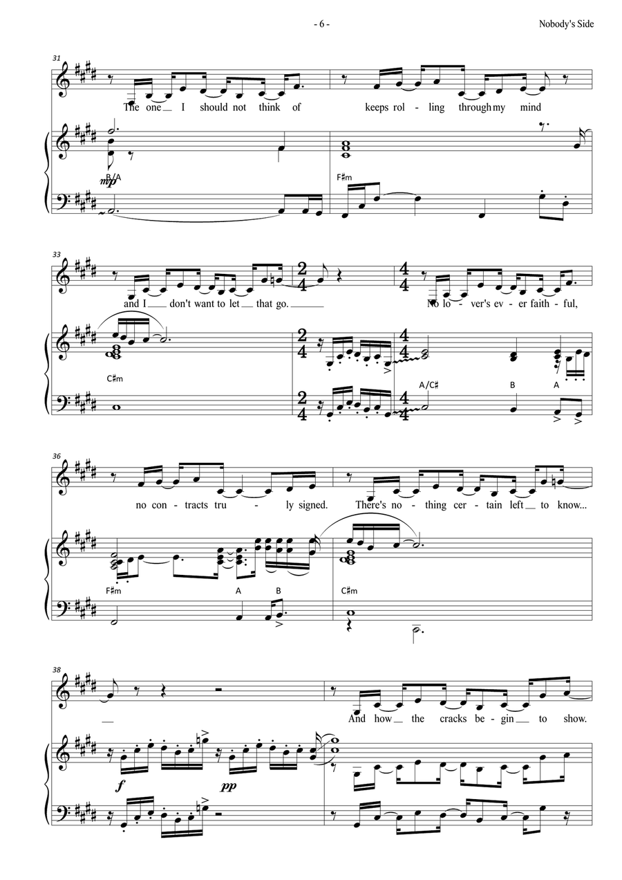 Nobody's Side (andersson/rice/ul Piano, Vocal scores gallery preview page 6