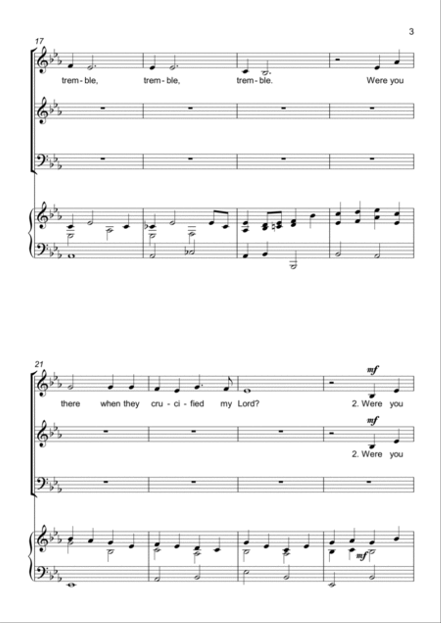 Were you there when they crucified my Lord? - 3 Part Choir - SAB - Mixed Voices 3-Part scores gallery preview page 3