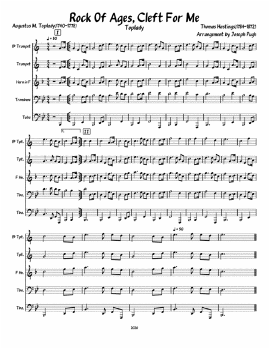 Rock Of Ages (Brass Quintet) Brass Quintet scores gallery preview page 1