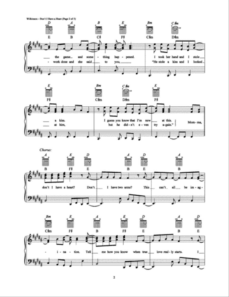 Don't I Have a Heart Piano, Vocal, Guitar scores gallery preview page 2