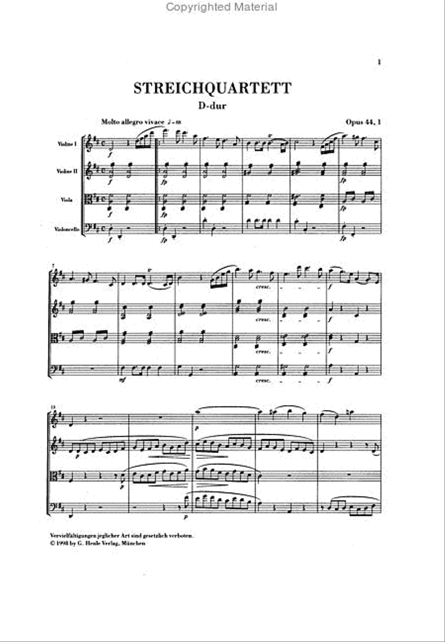 String Quartets Op. 44, No. 1-3 String Quartet scores gallery preview page 2