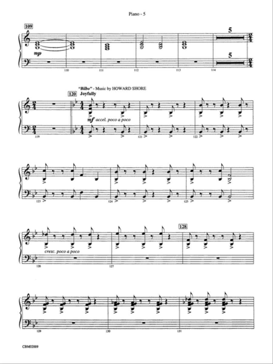 The Lord of the Rings: The Fellowship of the Ring, Symphonic Suite from: Piano Accompaniment Concert Band scores gallery preview page 6