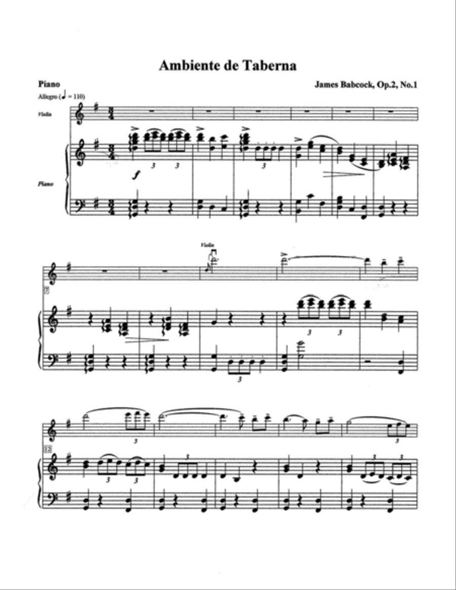 AMBIENTE DE TABERNA for violin and piano Violin Solo scores gallery preview page 2