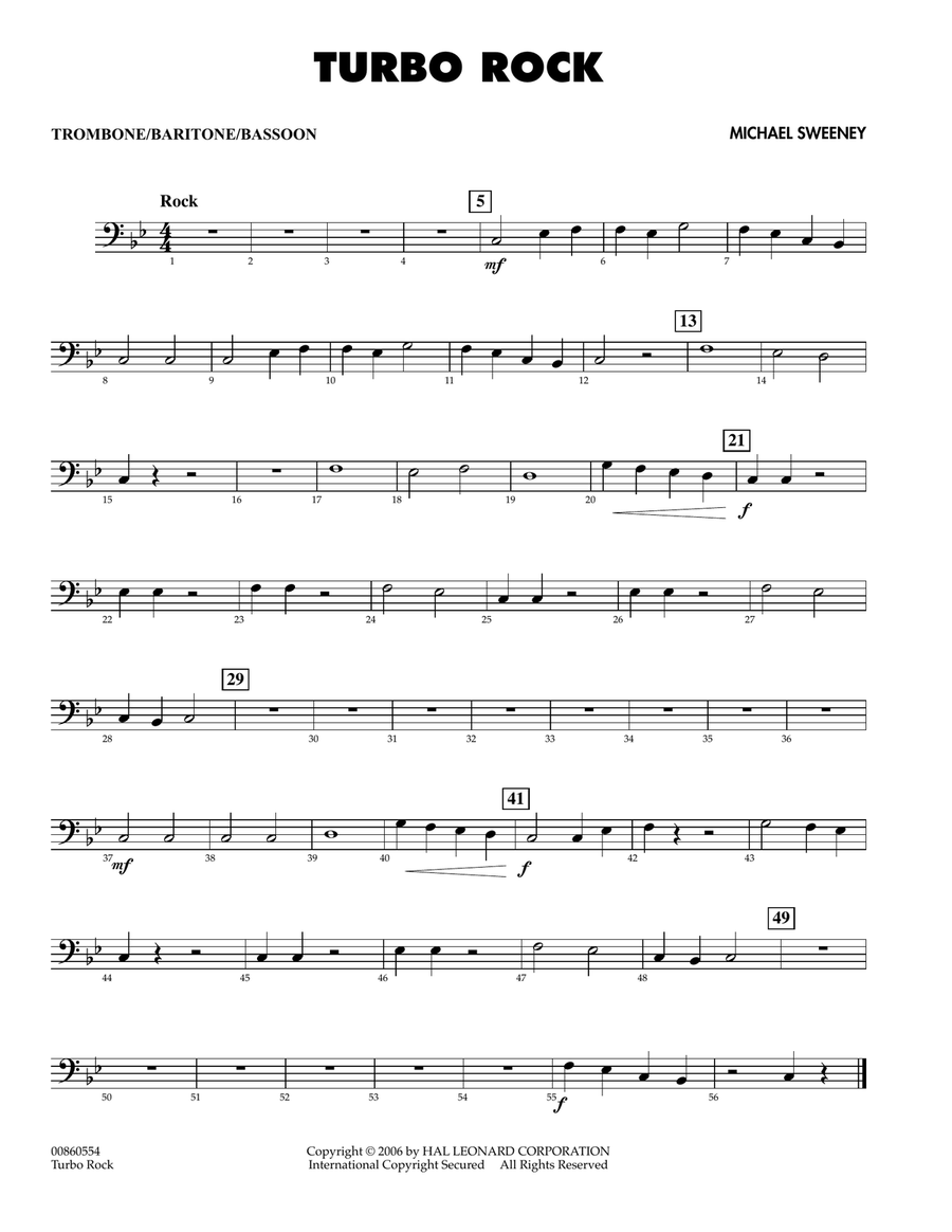 Turbo Rock - Trombone/Baritone B.C./Bassoon Concert Band scores gallery preview page 1