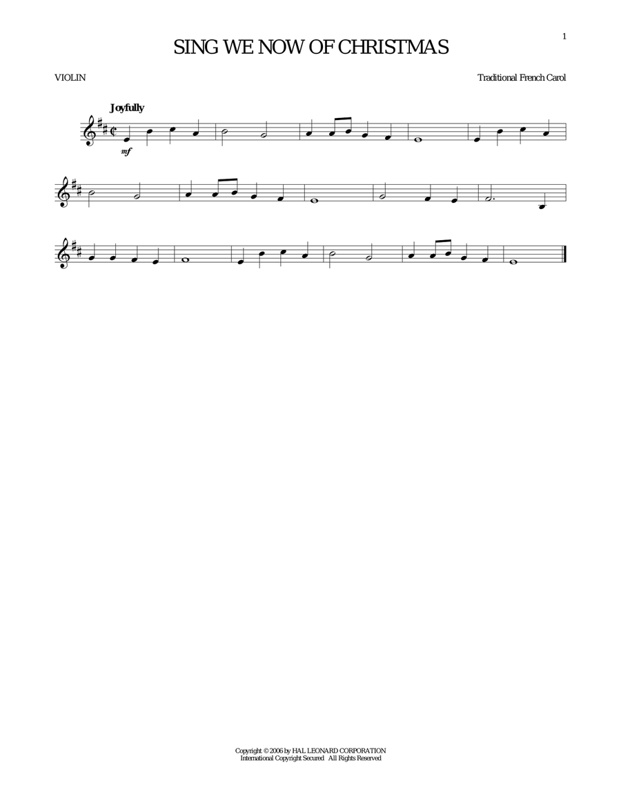 Sing We Now Of Christmas Sing We Now Of Christmas Violin Solo scores gallery preview page 1