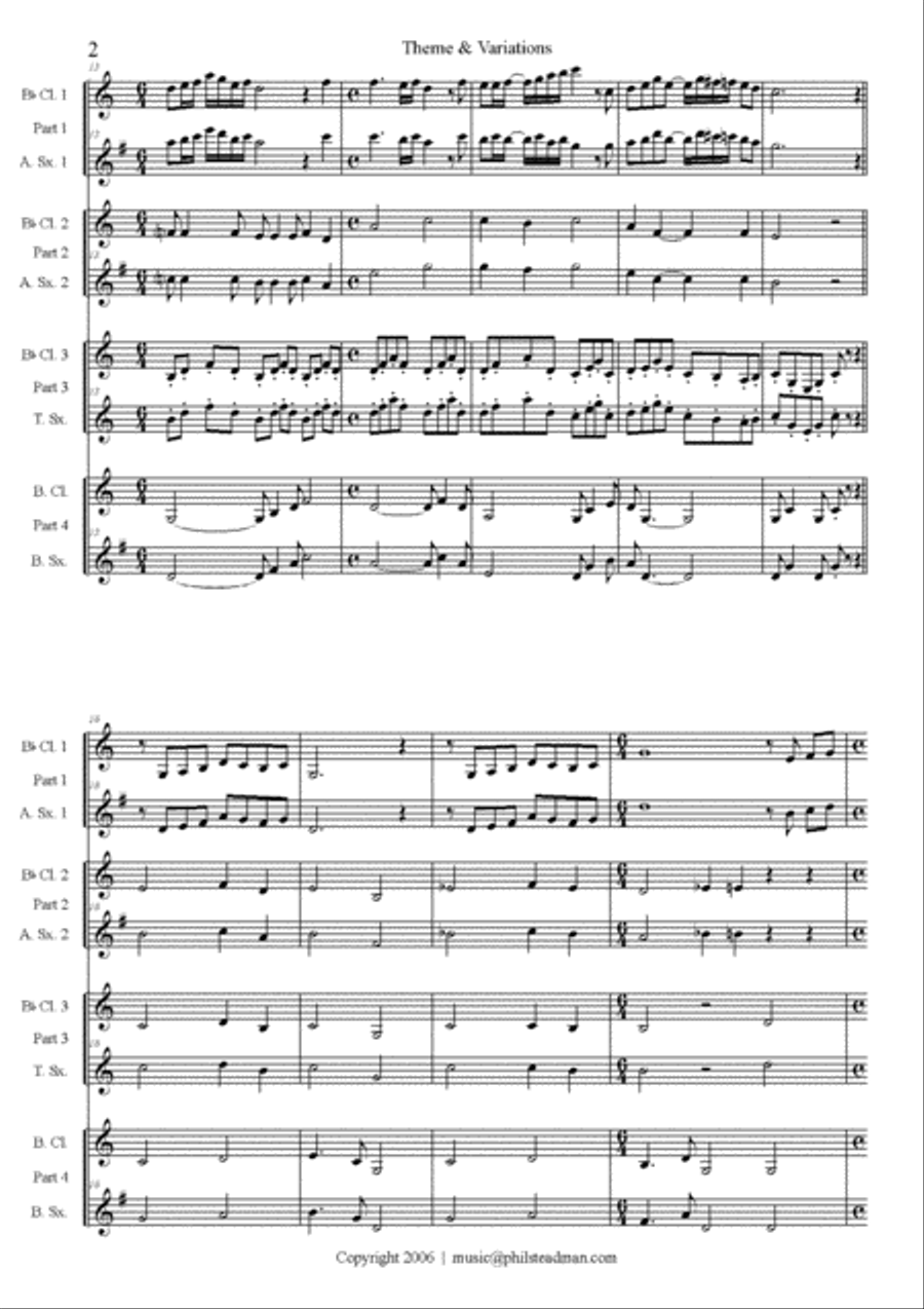 Theme & Variations for flexible Woodwind quartet Woodwind Quartet scores gallery preview page 2