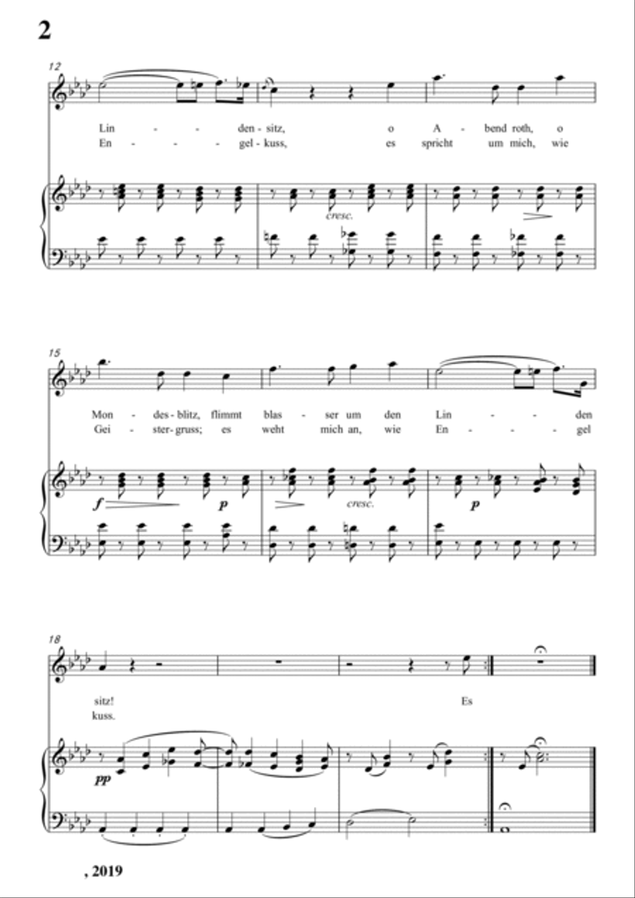 Schubert-Abends unter der Linde,D.237 in bA for Vocal and Piano Voice scores gallery preview page 3