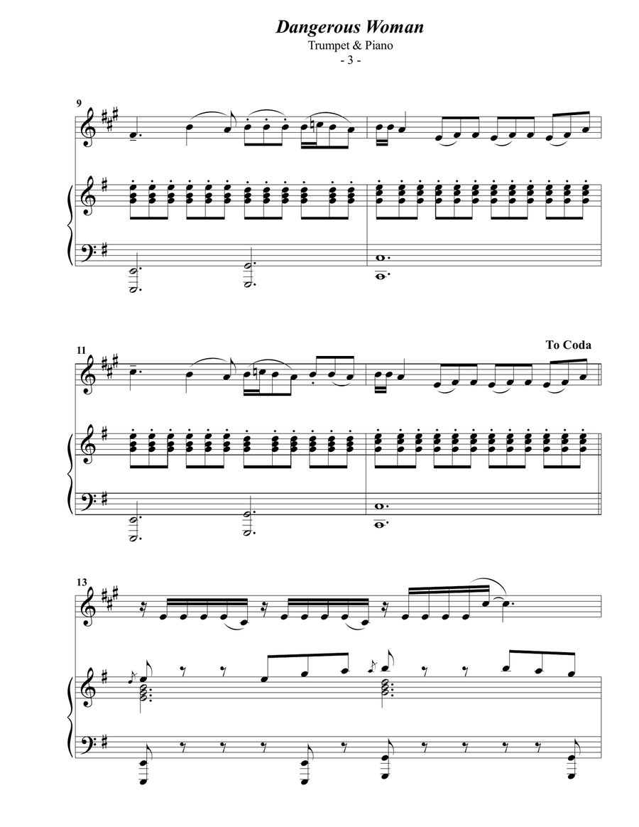 Dangerous Woman B-Flat Trumpet scores gallery preview page 3