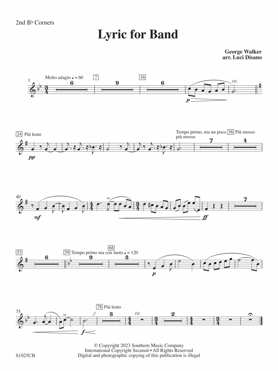Lyric for Symphonic Band - Cornet 2 Concert Band scores gallery preview page 1