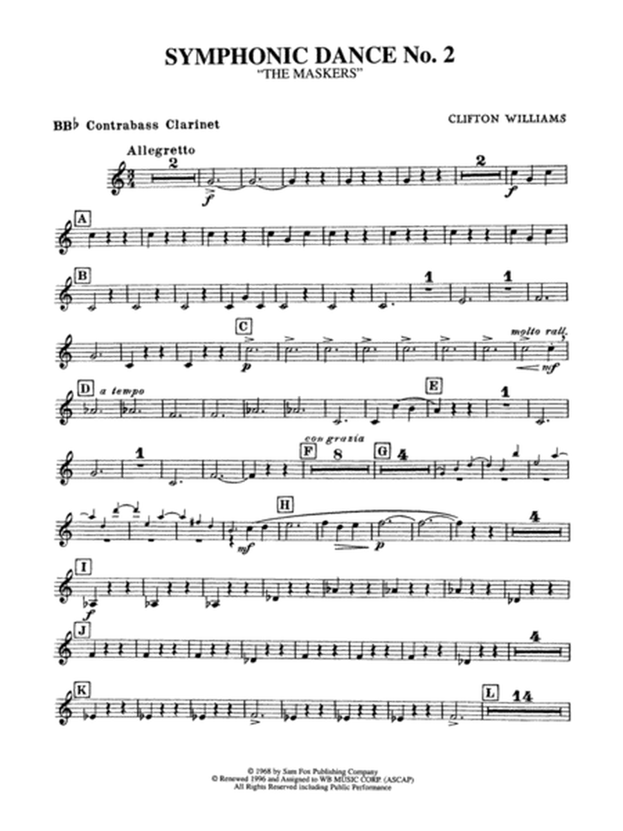 Symphonic Dance No. 2: B-flat Contrabass Clarinet