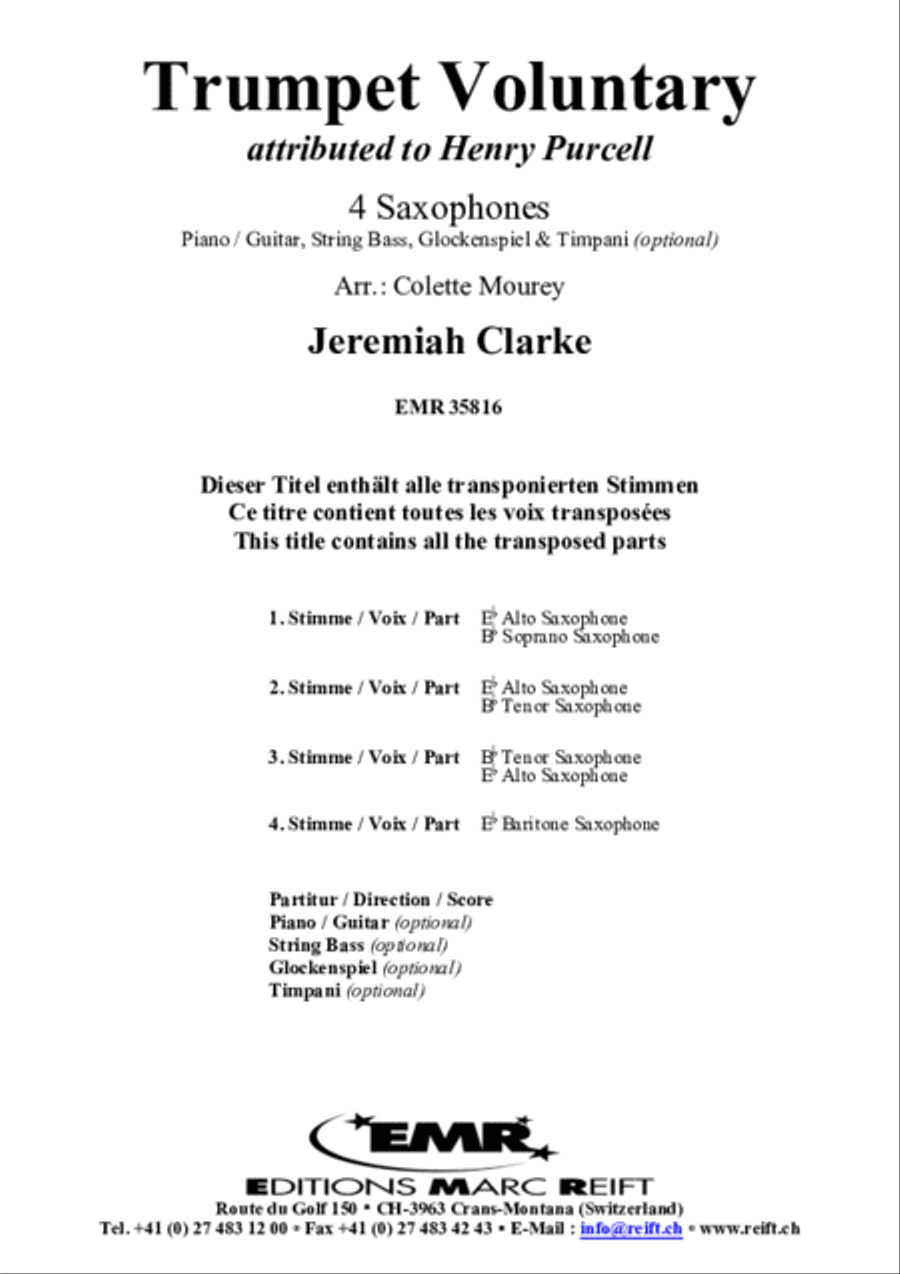 Trumpet Voluntary Saxophone Ensemble scores gallery preview page 2