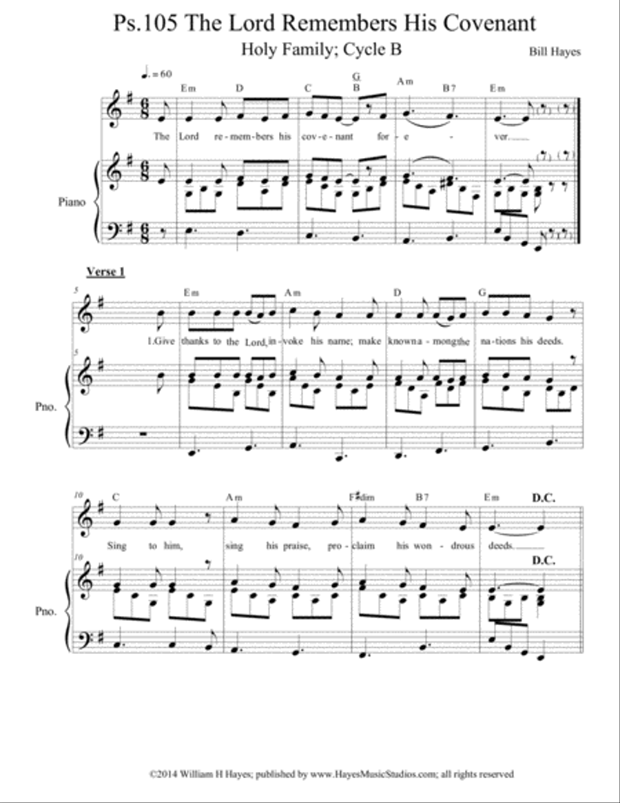 Psalm 105: The Lord Remembers His Covenant (piano/vocal) Voice scores gallery preview page 1