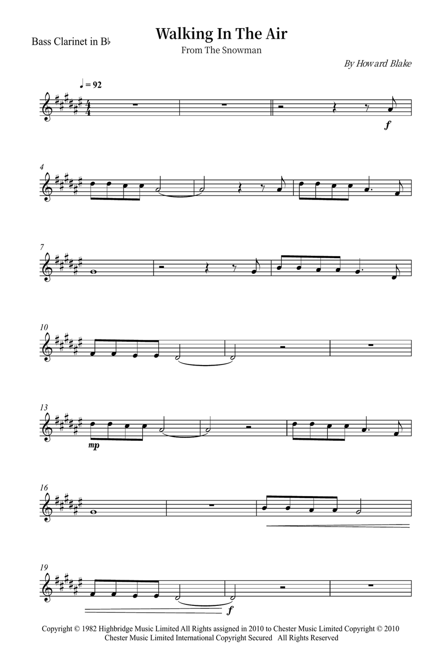 Walking In The Air B-Flat Clarinet scores gallery preview page 1