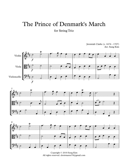 The Prince of Denmark's March for String Trio [Best for Wedding] image number null