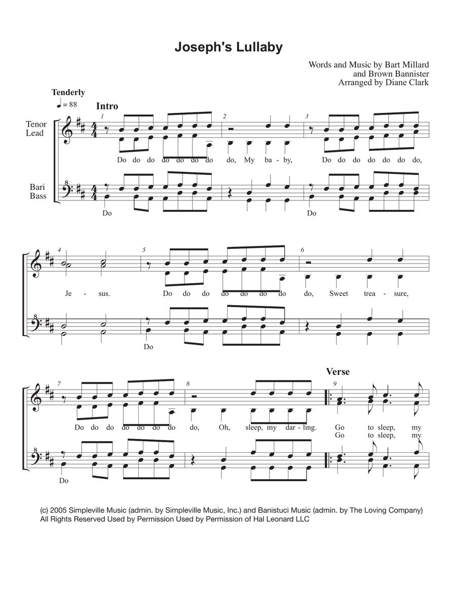 Joseph's Lullaby SSAA scores gallery preview page 1