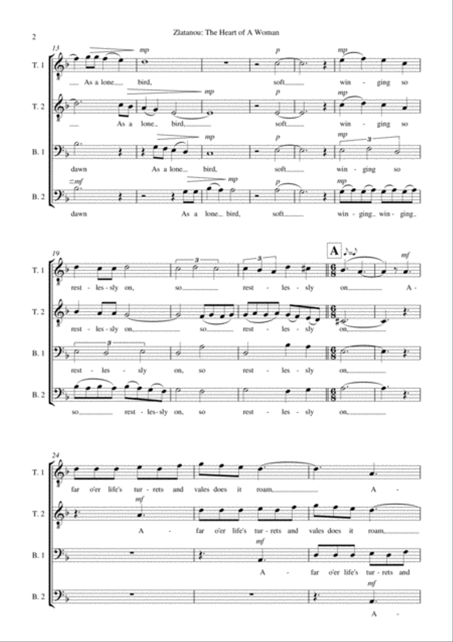 THE HEART OF A WOMAN, for TTBB choir / male vocal quartet TTBB scores gallery preview page 2
