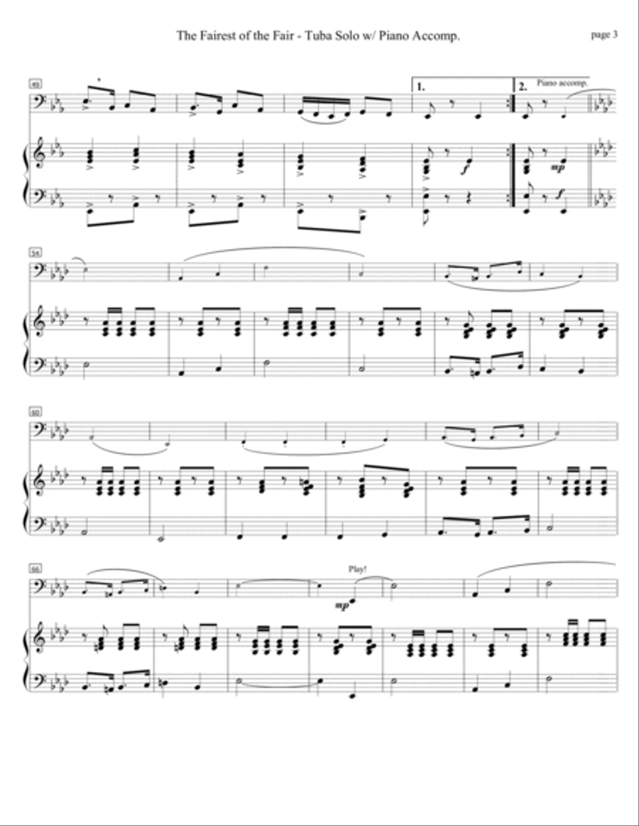 Fairest of the Fair - Tuba Solo Piano Method scores gallery preview page 3